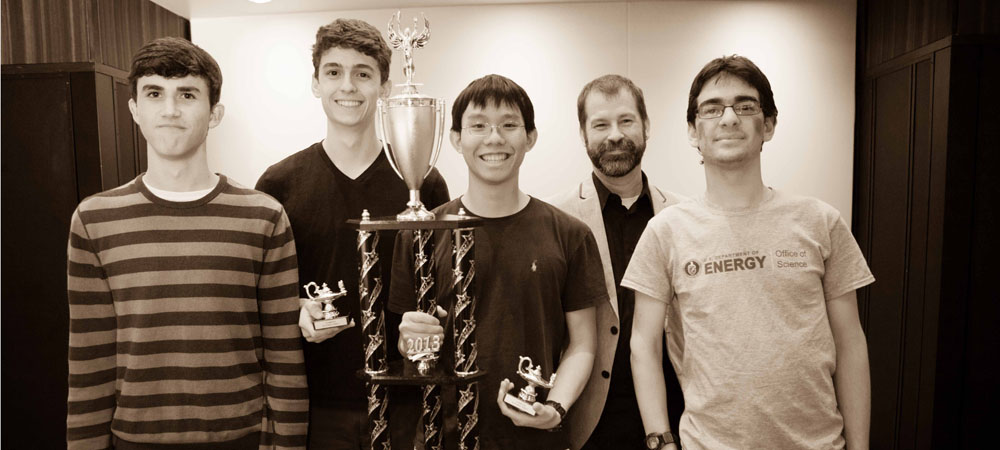 LASA with their first-place trophy from the 2013 High School National Championship Tournament