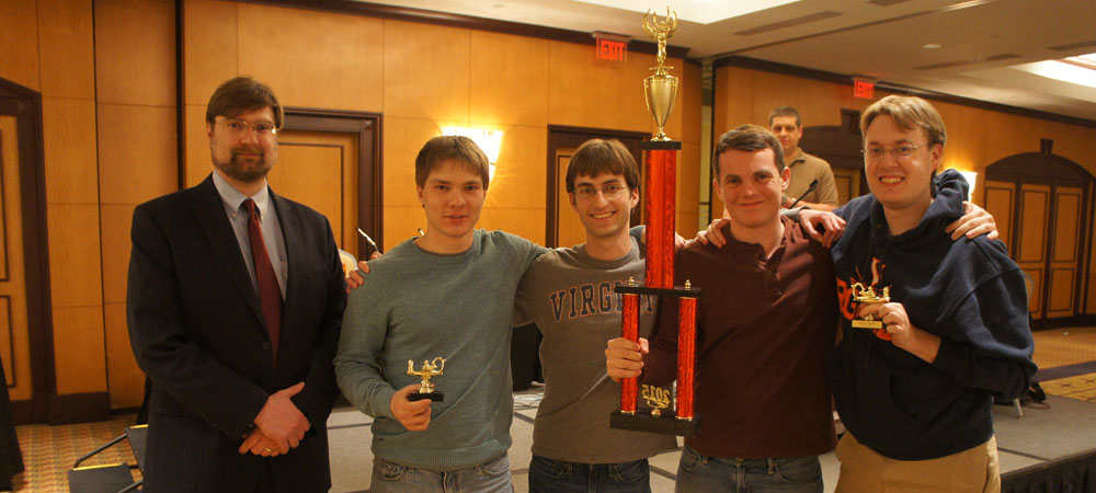 Virginia with their First-Place Division I trophy from the 2015 Intercollegiate Championship Tournament