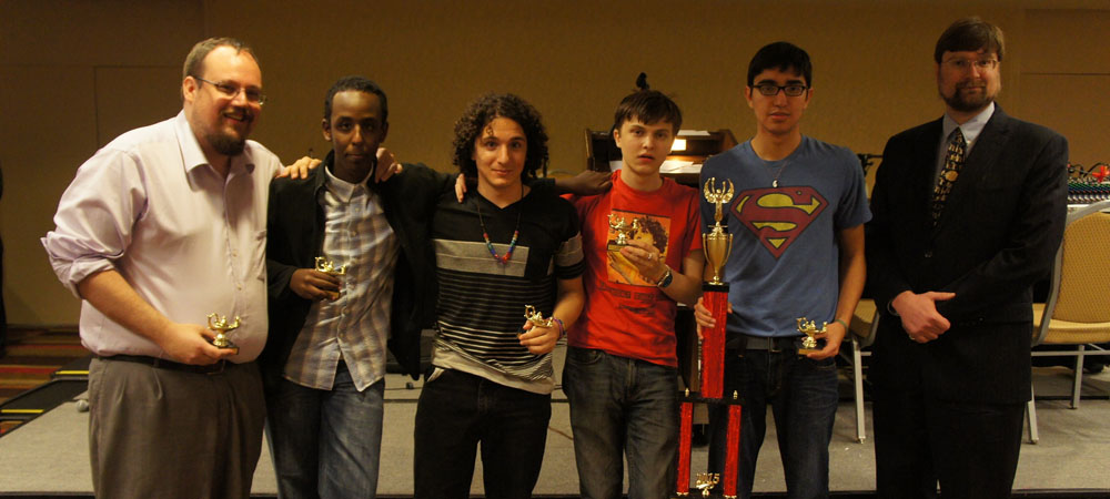 Harmony Science Academy North Austin with their first-place trophy from the 2015 Small School National Championship Tournament