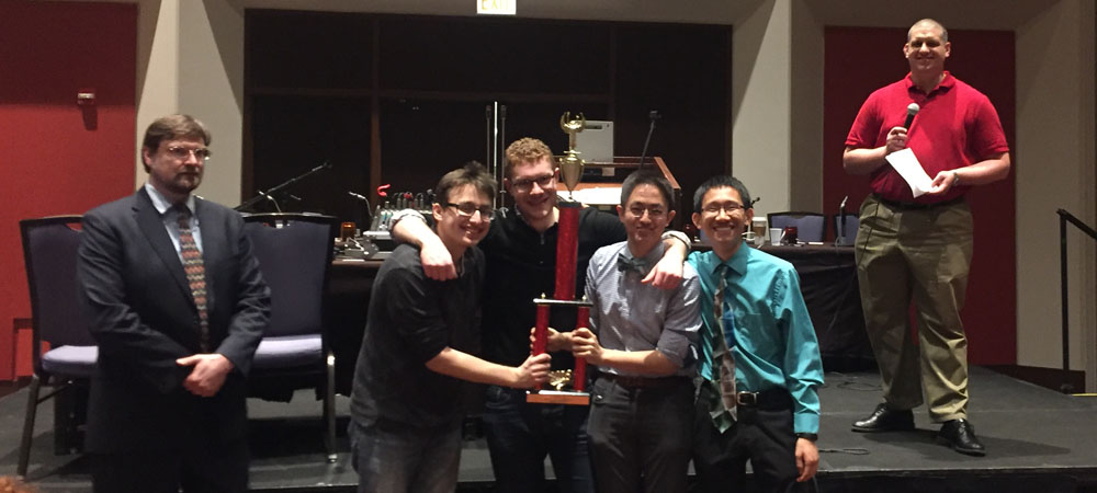 Chicago A with their First-Place Division I trophy from the 2016 Intercollegiate Championship Tournament