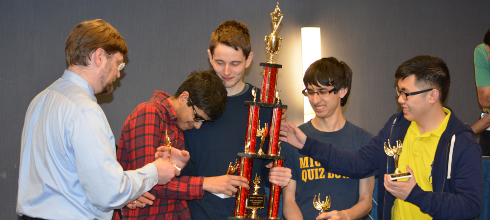 Michigan&nbsp;A with their First-Place Division&nbsp;I trophy from the 2017 Intercollegiate Championship Tournament