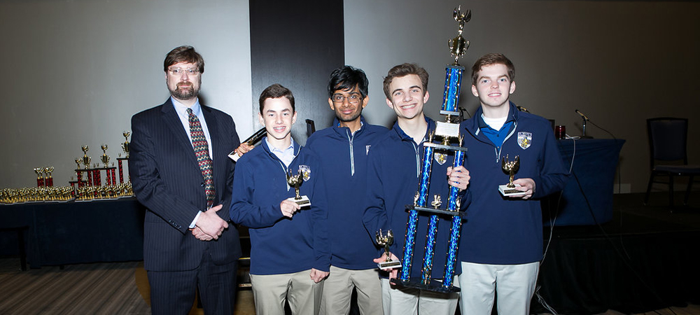 St. Mark’s School of Texas with their First-Place Charter & Private Schools Division trophy from the 2017 Small School National Championship Tournament
