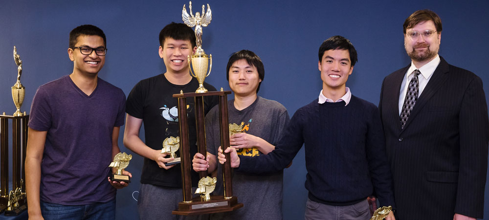 UC&nbsp;Berkeley&nbsp;B with their First-Place Undergraduate trophy from the 2018 Intercollegiate Championship Tournament