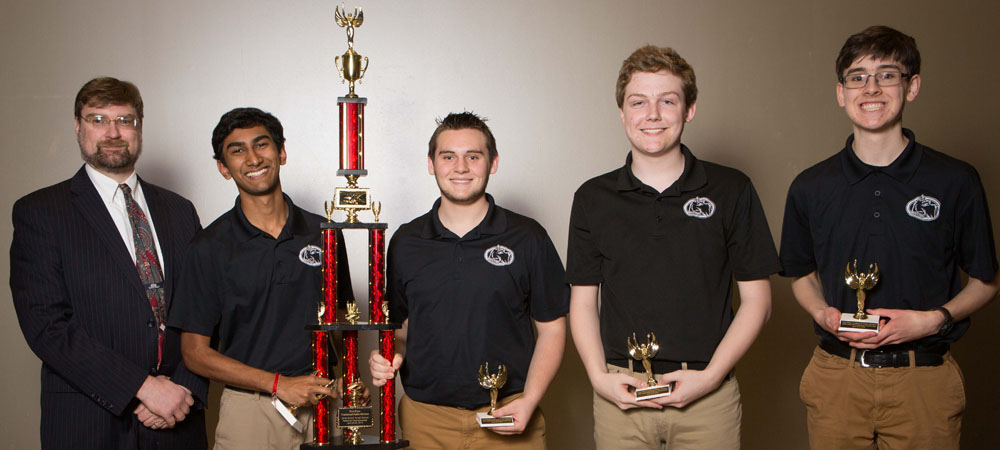 Glasgow&nbsp;A with their First-Place Traditional Public Schools Division trophy from the 2018 Small School National Championship Tournament