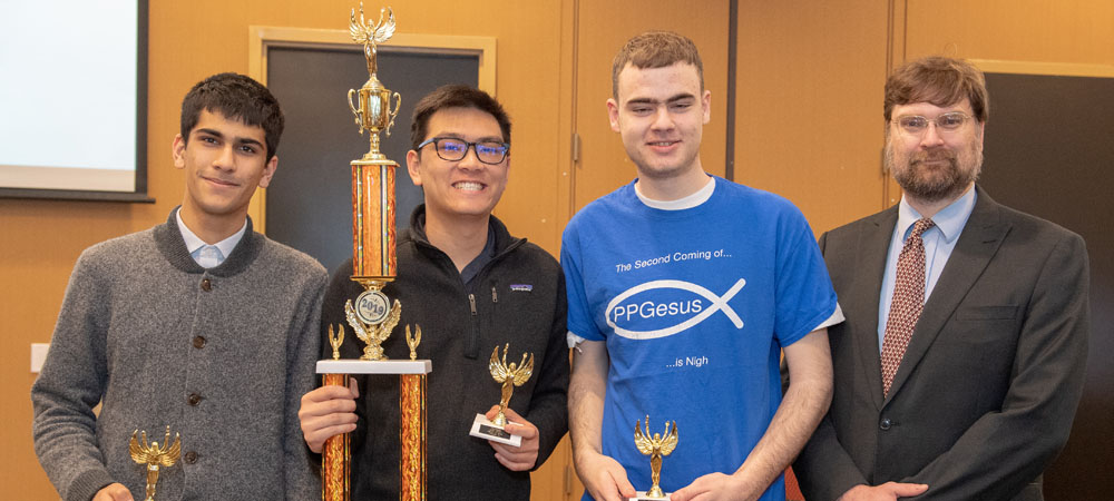 De Anza College with their first-place trophy from the 2019 Community College Championship Tournament