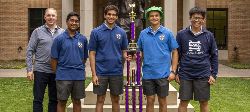 St.&nbsp;Mark’s School of Texas&nbsp;A with their First-Place Open Division trophy from the 2022 Small School National Championship Tournament