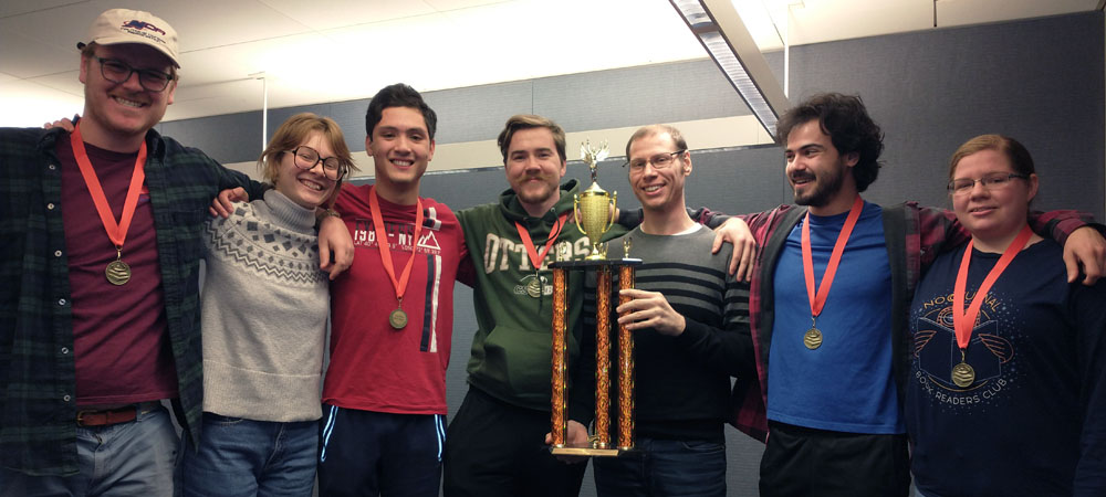 Tallahassee Community College with their first-place trophy from the 20203Community College Championship Tournament