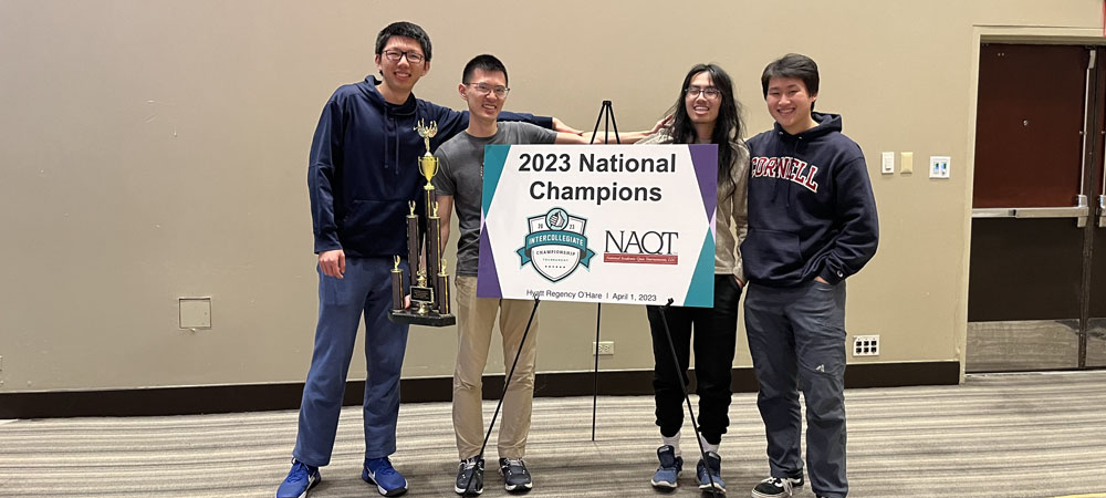 Cornell&nbsp;A with their first-place Division&nbsp;I trophy from the 2023 Intercollegiate Championship Tournament