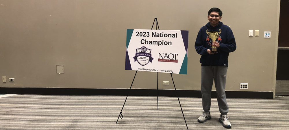 Rohan Ganeshan, winner of the 2023 Individual Player National Championship Tournament