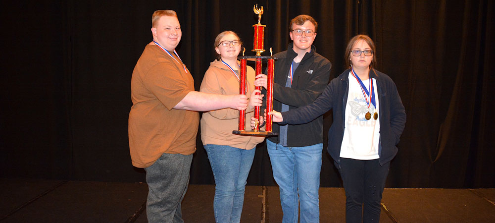 West Iron County with their First-Place Very Small School trophy from the 2024 Small School National Championship Tournament