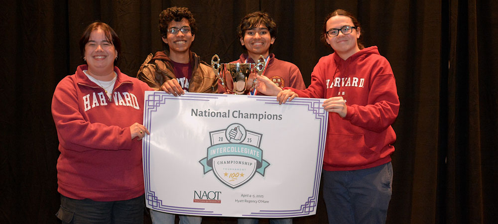 Harvard with their First-Place Division&nbsp;II trophy from the 2025 Intercollegiate Championship Tournament