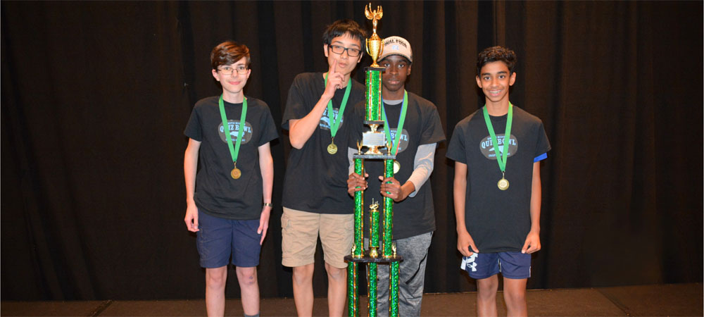Smith Middle School’s A&nbsp;team with their first-place trophy from the 2025 Middle School National Championship Tournament